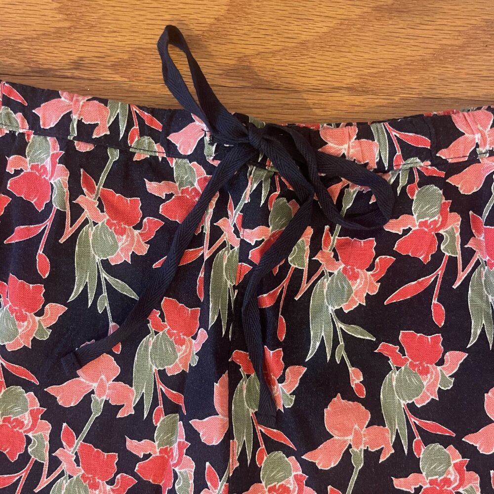 Caslon Floral Linen Blend Wide Leg Pants 2X Pull On Elastic Waist Coastal Summer - Picture 11 of 13
